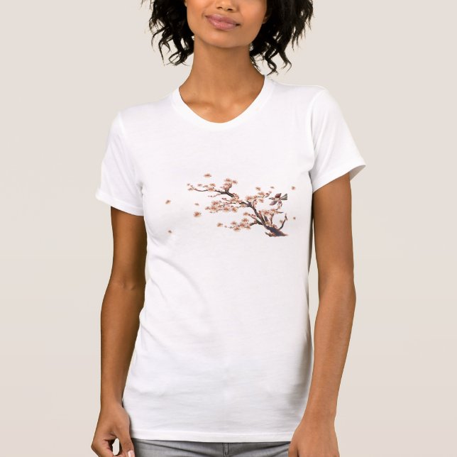 Körsbärsröd blommarskjorta t-shirt (Framsida)