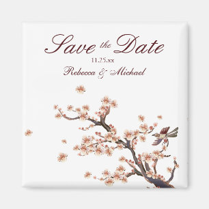 Körsbärsröd blommarspara daterabröllopmagneter magnet