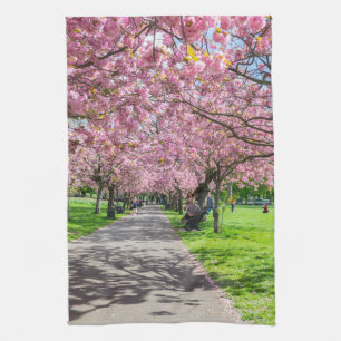 Körsbärsröd blommarteahandduk kökshandduk