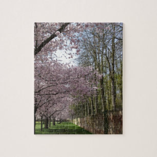 Körsbärsröd blommarträdgård pussel