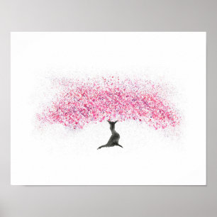 Körsbärsröd blommarträdvattenfärg poster