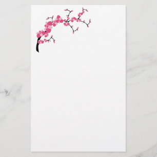 Körsbärsröd design 2 för blommarträdgren brevpapper