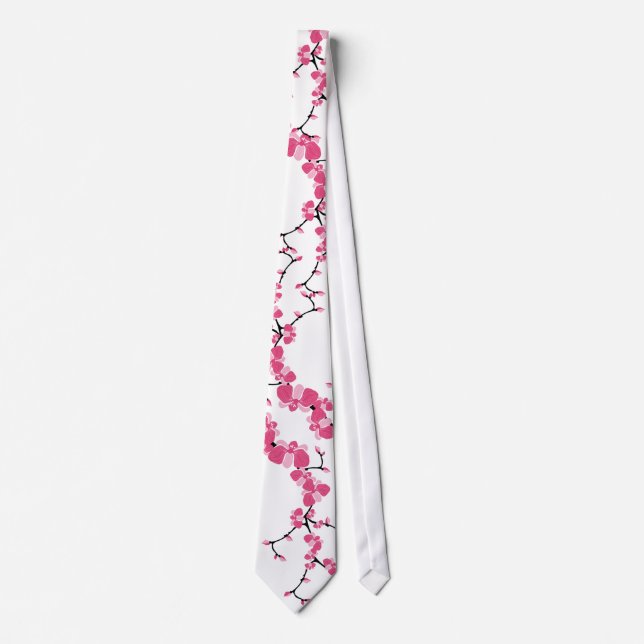 Körsbärsröd design 2 för Tie för blommarträdgren Slips (Framsida)