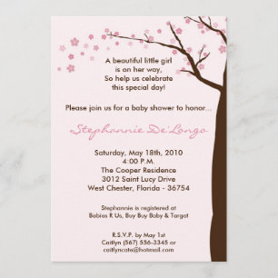 körsbärsröd för trädbaby shower för blommar 5x7 inbjudningar