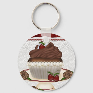 Körsbärsröd muffin Keychain för choklad Nyckelring