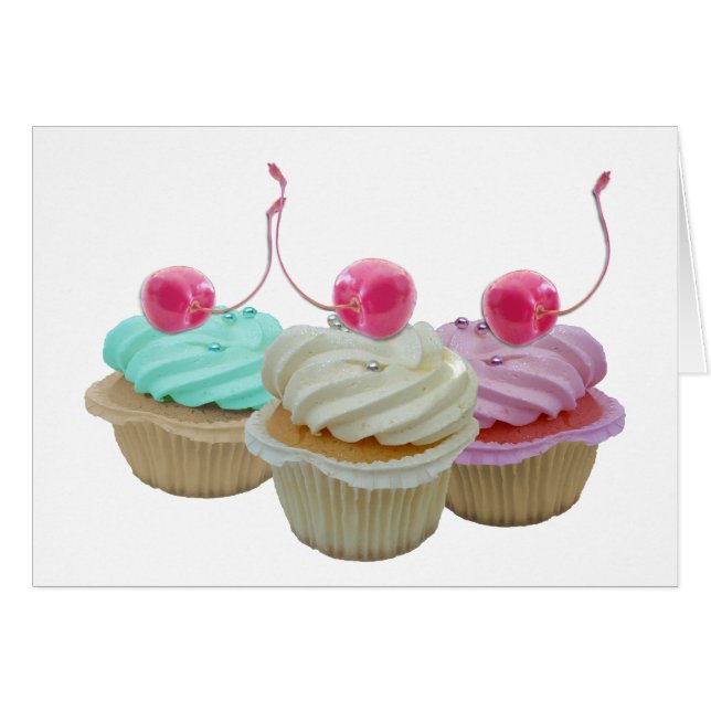Körsbärsröd muffins hälsningskort (Framsidan Horizontal)