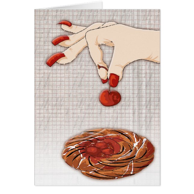 körsbärsröd picker hälsningskort (Framsidan)