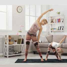 Körsbärsröd, rosa marmorerad leggings