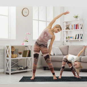 Körsbärsröd, rosa marmorerad leggings