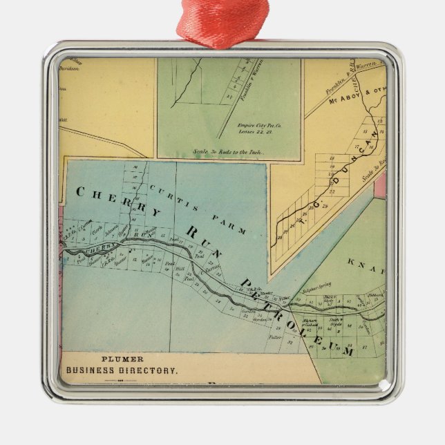 Körsbärsröd springa, Plumer Julgransprydnad Metall (Framsidan)