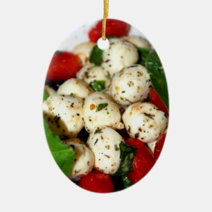 Körsbärsröd tomat- och Mozzarellasallad Julgransprydnad Keramik