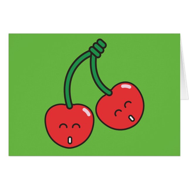 Körsbärsröd twillingar hälsningskort (Framsidan Horizontal)