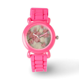 Körsbärsröda blommar armbandsur