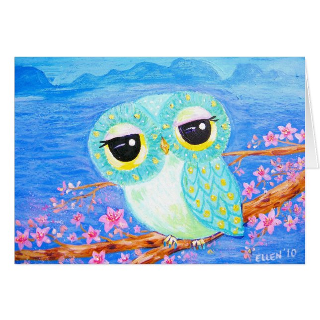 Körsbärsröda blommar hälsningskort (Framsidan Horizontal)