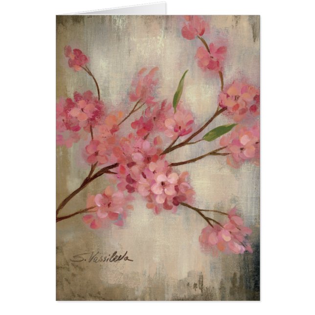 Körsbärsröda blommar hälsningskort (Framsidan)