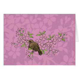 Körsbärsröda blommar hälsningskort