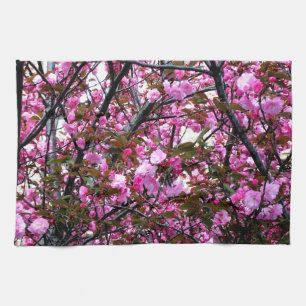Körsbärsröda blommar kökshandduk