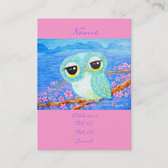 Körsbärsröda blommar visitkort (Framsida)