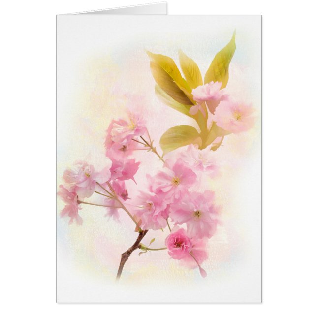 Körsbärsröda blommarblommor hälsningskort (Framsidan)