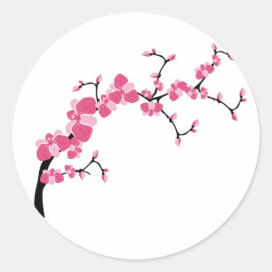 Körsbärsröda klistermärkear för blommarträdg runt klistermärke