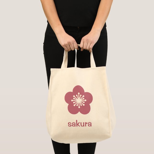 Körsbärsrosa Sakura-blomssilhuett Tygkasse (Framsida (produkt))