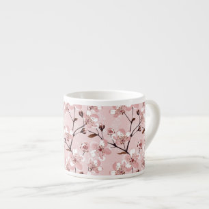 Körsbärsrött blommarblommamönster espressomugg