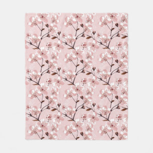 Körsbärsrött blommarblommamönster fleecefilt