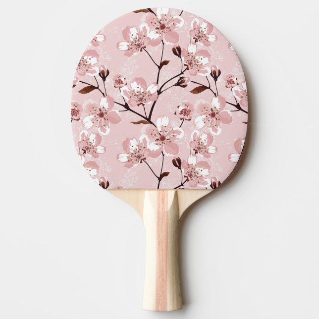 Körsbärsrött blommarblommamönster pingisracket (Framsidan)