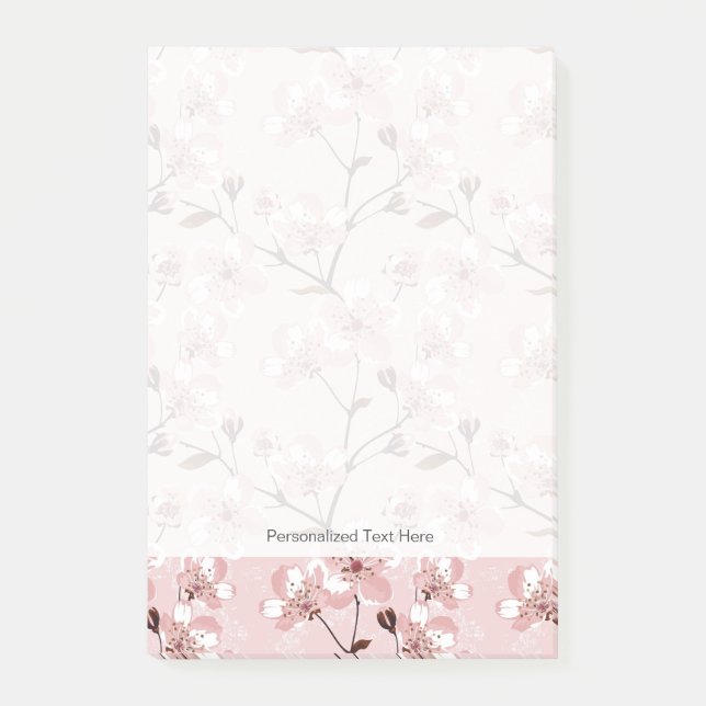 Körsbärsrött blommarblommamönster post-it block (Framsida)