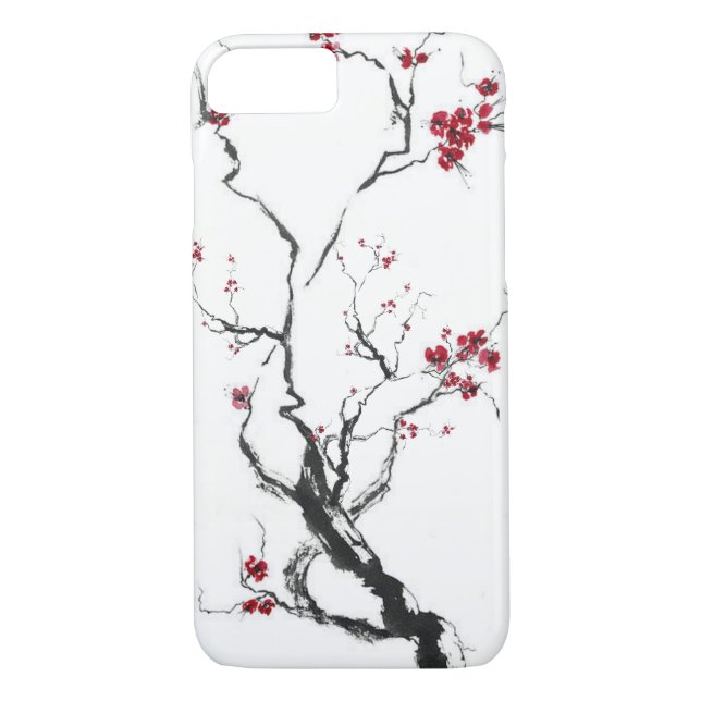 Körsbärsrött blommarfodral Case-Mate iPhone skal (Baksida)
