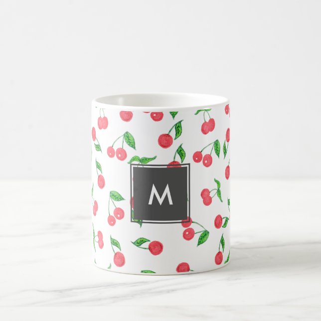 körsbärsrött mönster för gullig hand kaffemugg (Center)