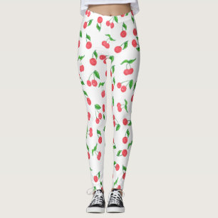 körsbärsrött mönster för gullig hand leggings