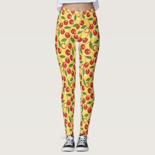 Körsbärsrött mönster leggings