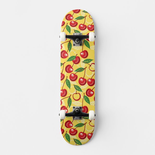 Körsbärsrött mönster old school skateboard bräda 21,6 cm (Framsida)
