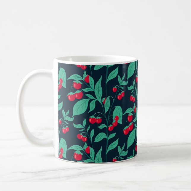 Körsbärstomater i mönster på buskarna kaffemugg (Vänster)