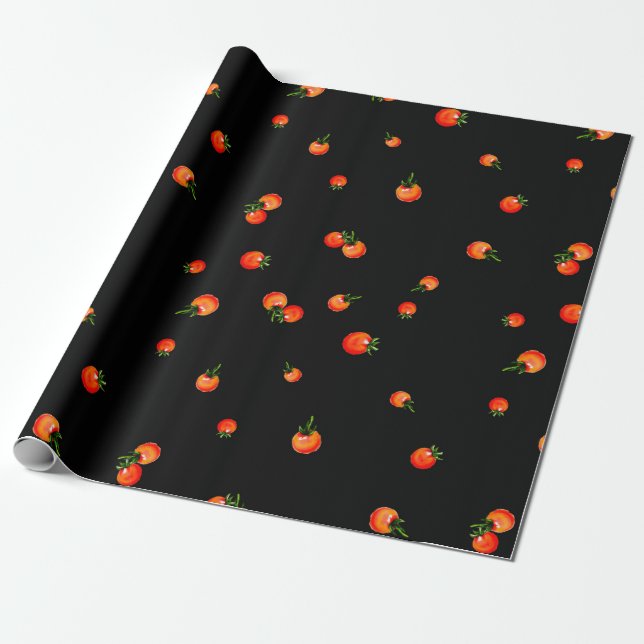 Körsbärstomater illustration. Sömlös vattenfärg  Presentpapper (Utrullad)