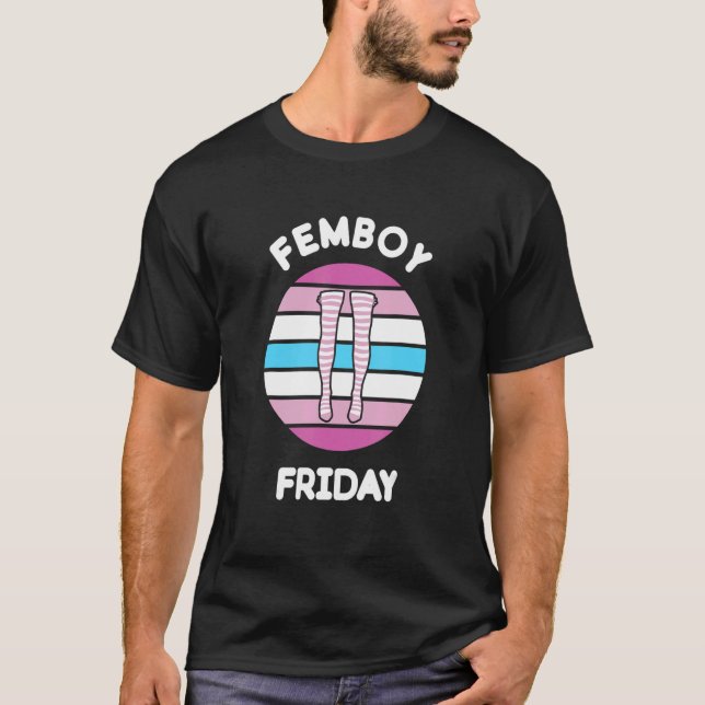 Korsbehandling av Femboy Fredag Retro Sunset Strip T Shirt (Framsida)