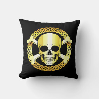 Korsben för keltisk skal/Viking/Pirat/guld/svart Kudde