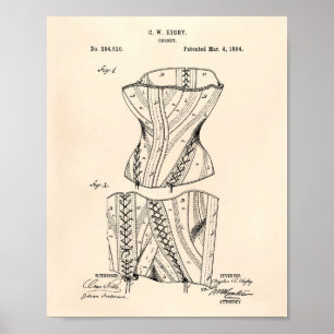 Korset 1884 Patent Art Old Peper Poster