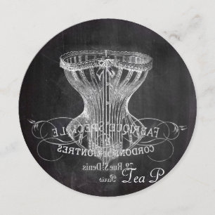 korset vintage Chalkboard möhippa tea party Inbjudningar