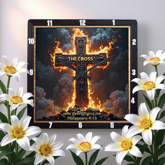 Korsets Seger Tro Filipians 4:13 Vers Fyrkantig Klocka (Skapare uppladdad)