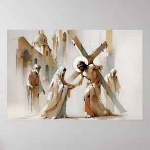 Korsets Stationer Jesus Möter Sin Mor Poster