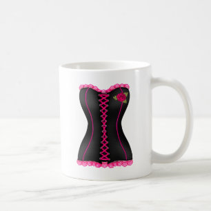 Korsett Svart Rosa ros Kaffemugg