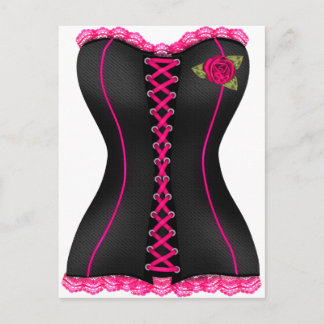 Korsett Svart Rosa ros Vykort