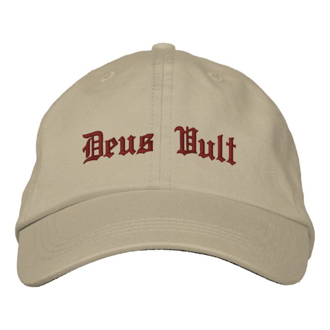 Korsfarar Tempelherre Riddare Deus Vult   KHAKI GR Broderad Keps (Framsida)