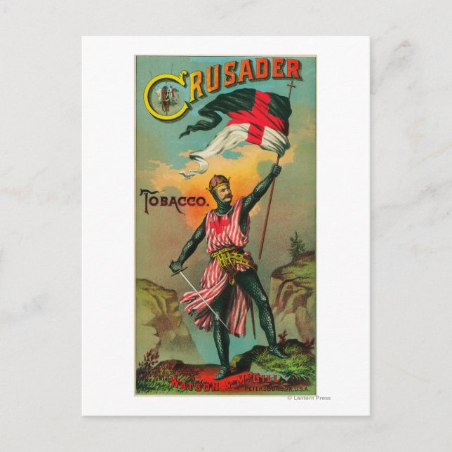 Korsfararens tobakslabelPetersburg, VA Vykort (Framsida)