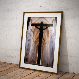 Korsfästelse med Jesus Kristus. Gotiska Alcobaca k Poster
