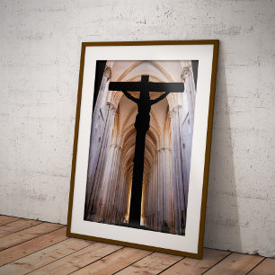 Korsfästelse med Jesus Kristus. Gotiska Alcobaca k Poster