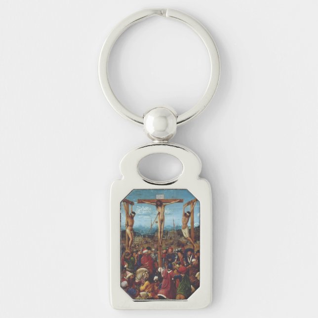 Korsfästelsen av Van Eyck Rektangulärt Silverfärgad Nyckelring (Framsidan)