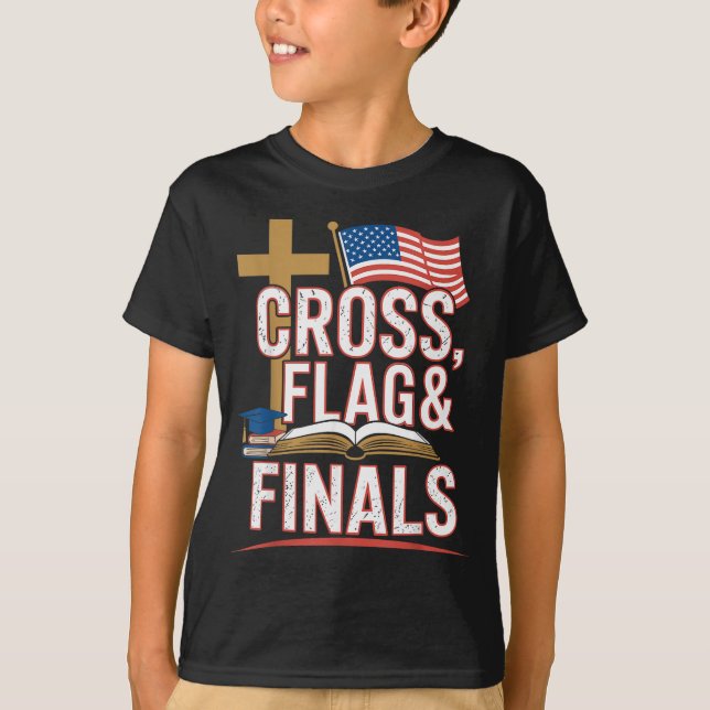 Korsflagga Och Finaler Kristna Konservativa Studer T Shirt (Framsida)